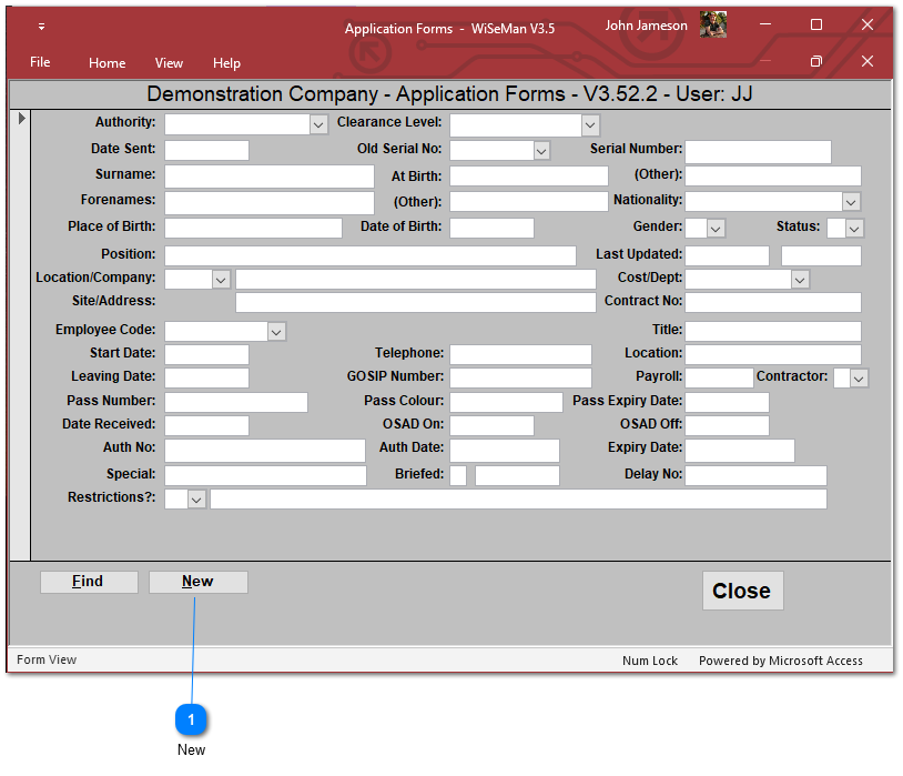 Application Forms: Adding a New Applicant with BPSS Site Check