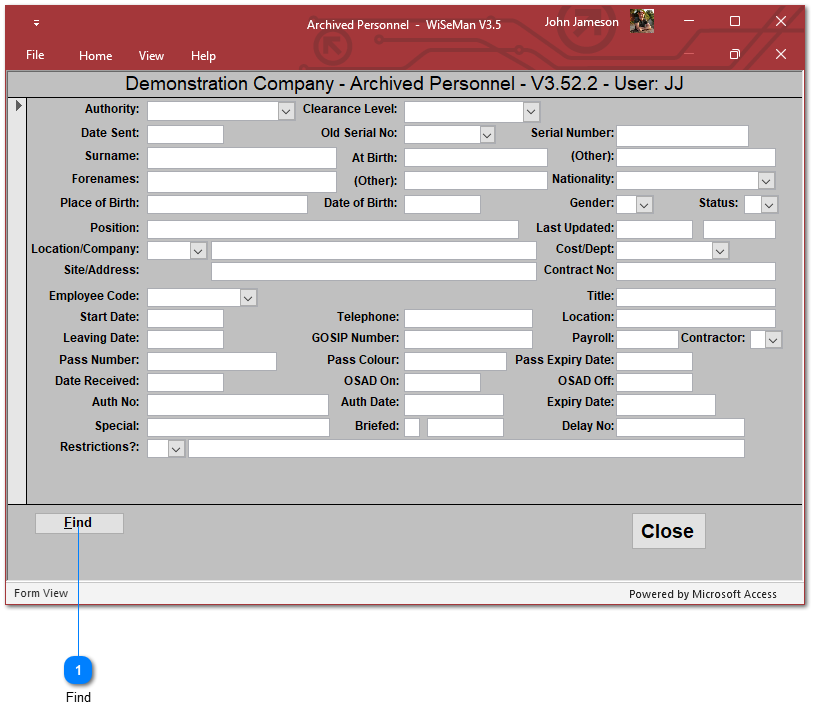 Archived Personnel: Retrieving an Individual from Archive