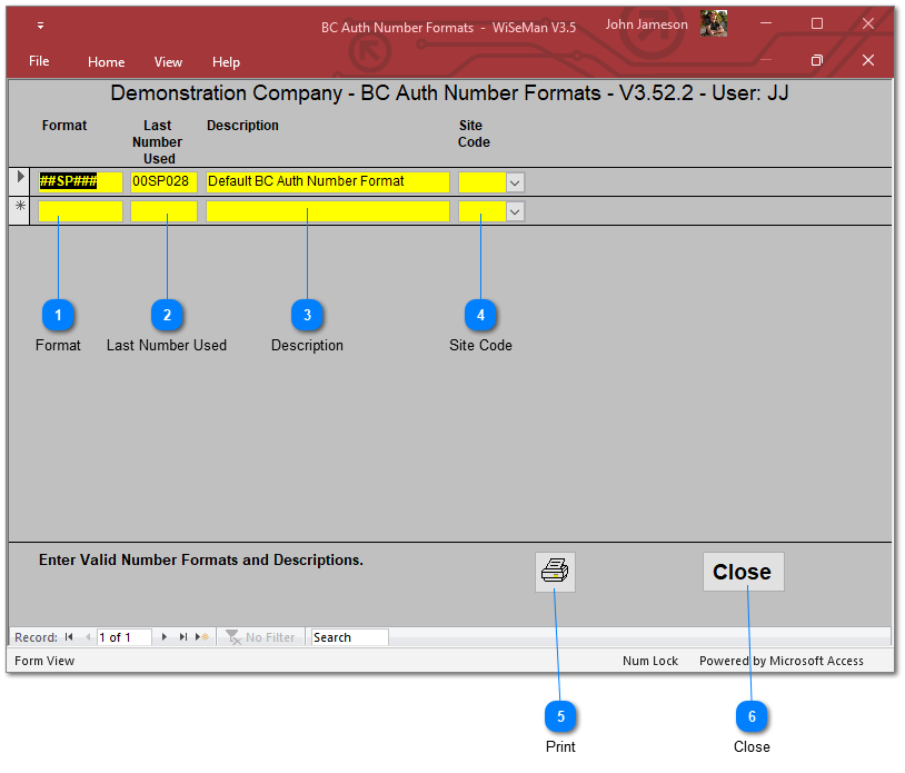 BPSS Authorisation Number Formats