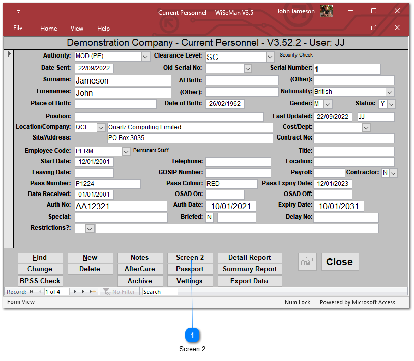 Current Personnel: Second Screen Details