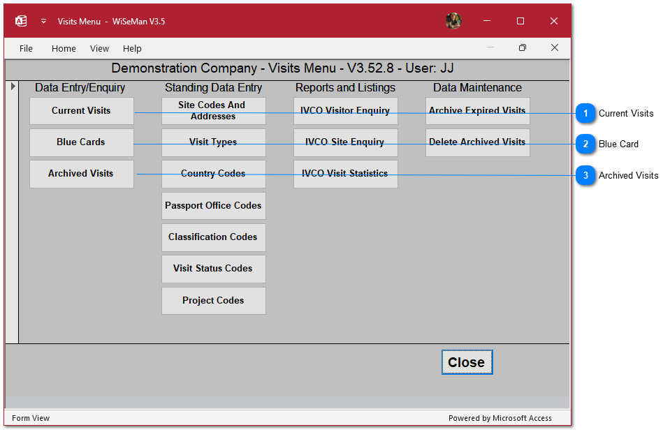 IVCO Visits System: Data Entry / Enquiry