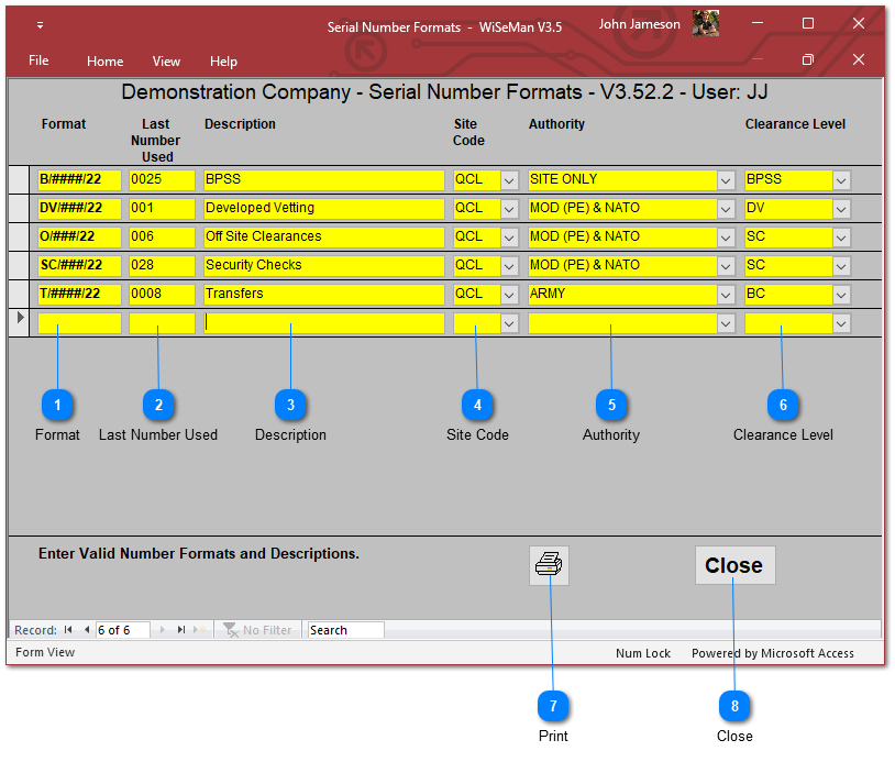 Personnel Serial Number Formats
