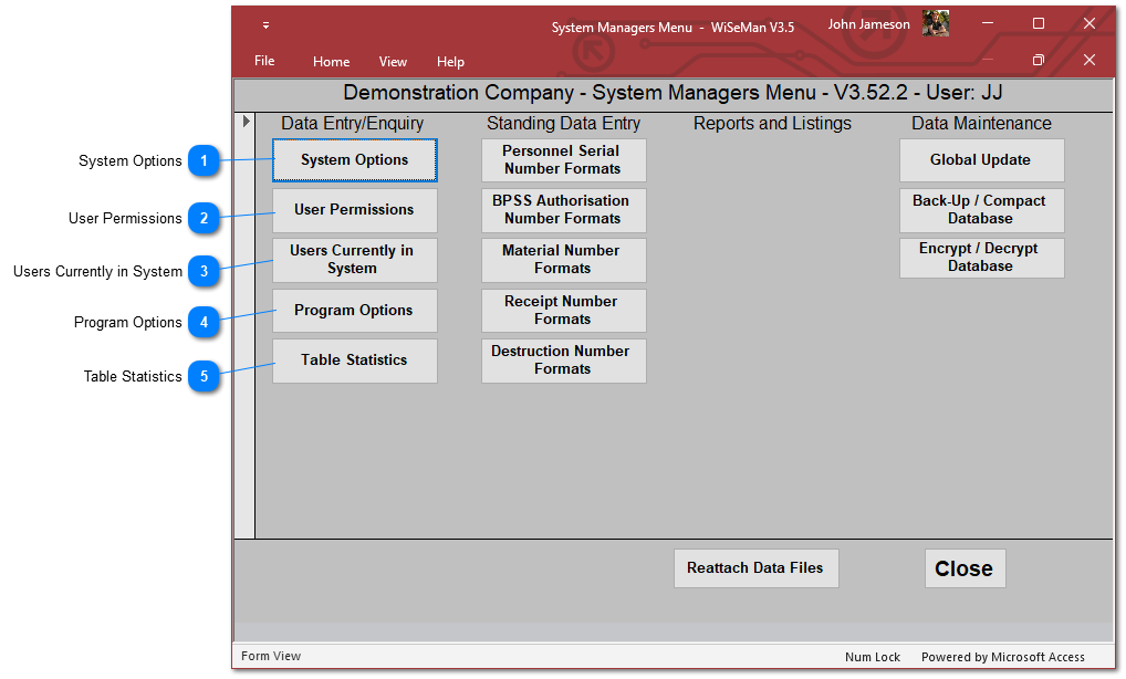 System Management: Data Entry / Enquiry