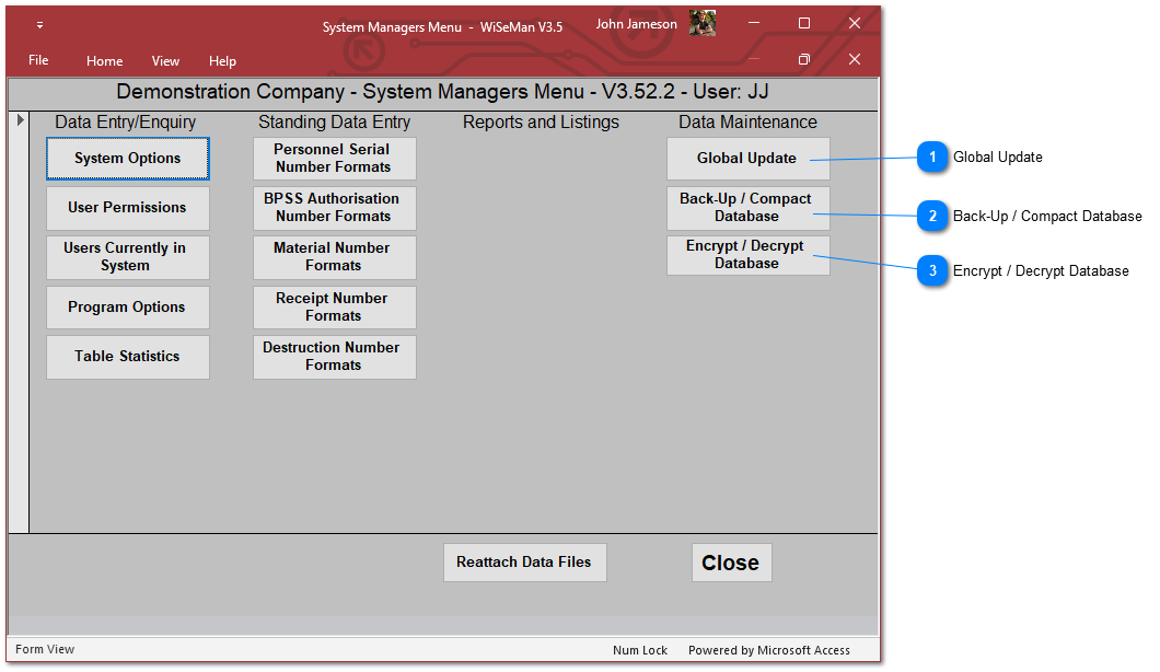 System Management: Data Maintenance